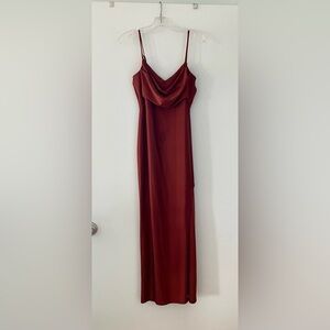 Chic Spaghetti Strap Rust Maxi Dress